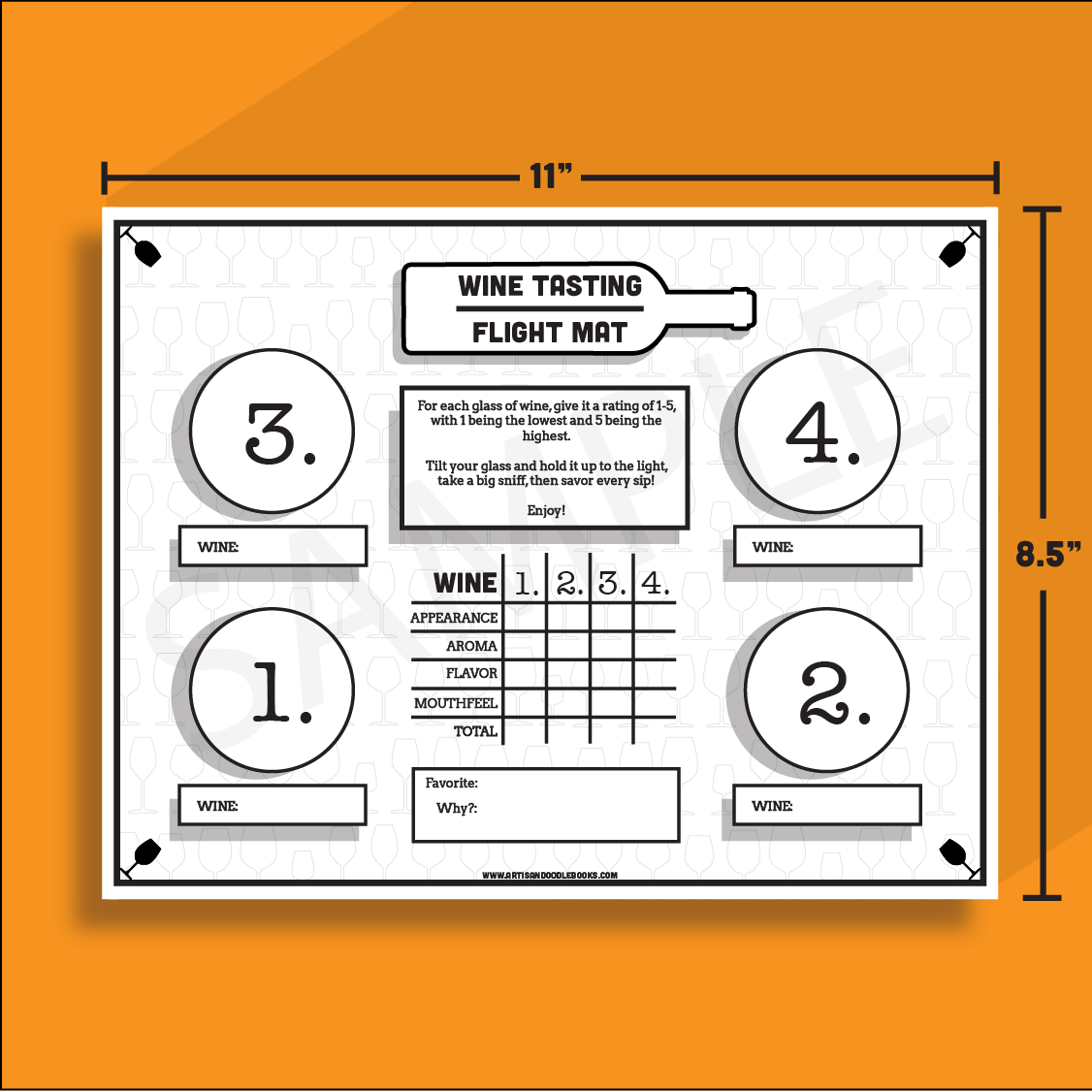 Wine Tasting Flight Mat - Host your own Wine Tasting!