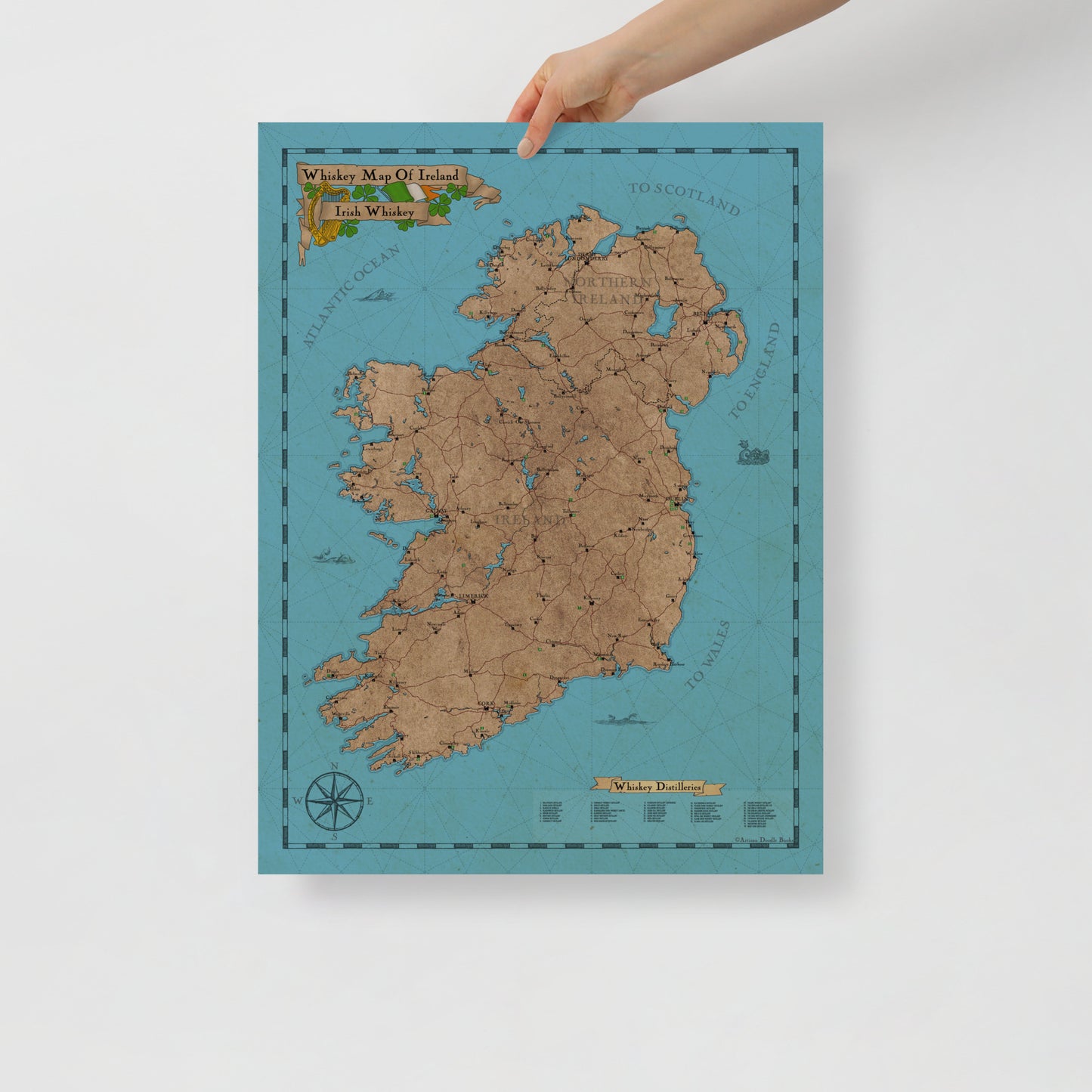 Whiskey Map of Ireland - Art Print